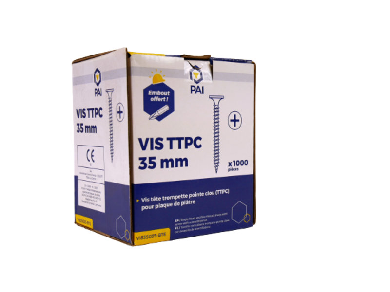 Vis TTPC 35 mm en boite de 1000  SPP PAI, spécialistes ossatures et  accessoires
